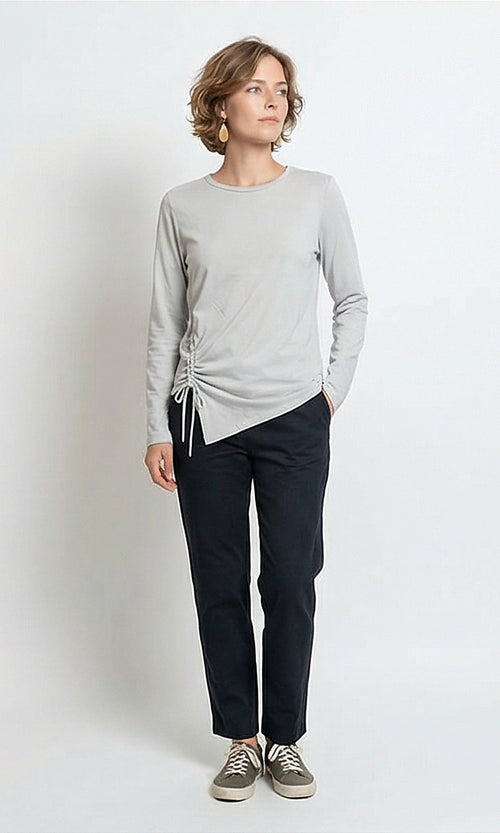 Ravin Women’s Asymmetrical Ruched Long-Sleeve Jersey Tee - R215855