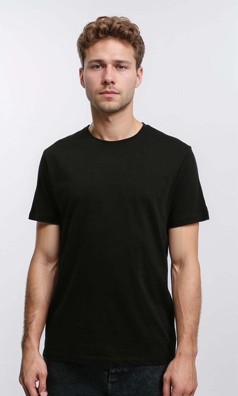 R215856 - Solid Short Sleeve Cotton Basic Tee - Black