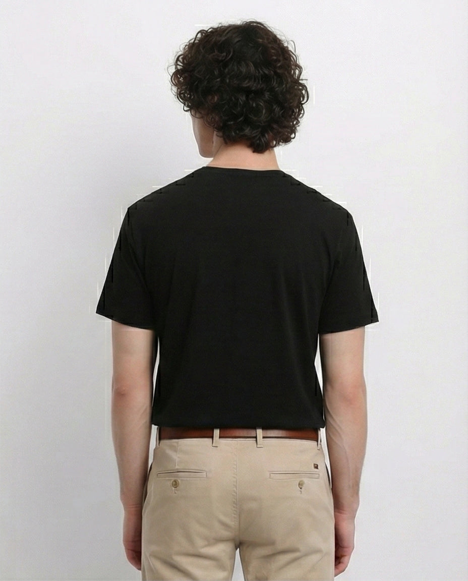 R215856 - Solid Short Sleeve Cotton Basic Tee - Black