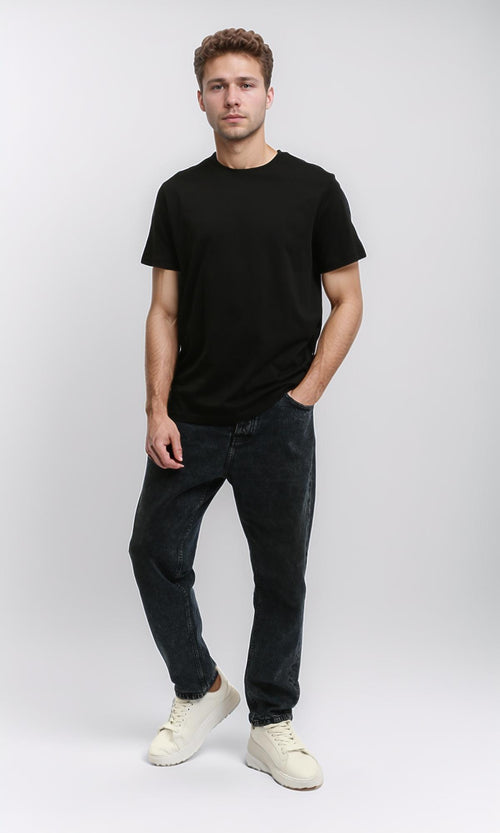 R215856 - Solid Short Sleeve Cotton Basic Tee - Black