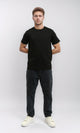 R215856 - Solid Short Sleeve Cotton Basic Tee - Black