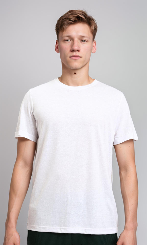 R215857 - Short Sleeves Textured Basic Tee - White
