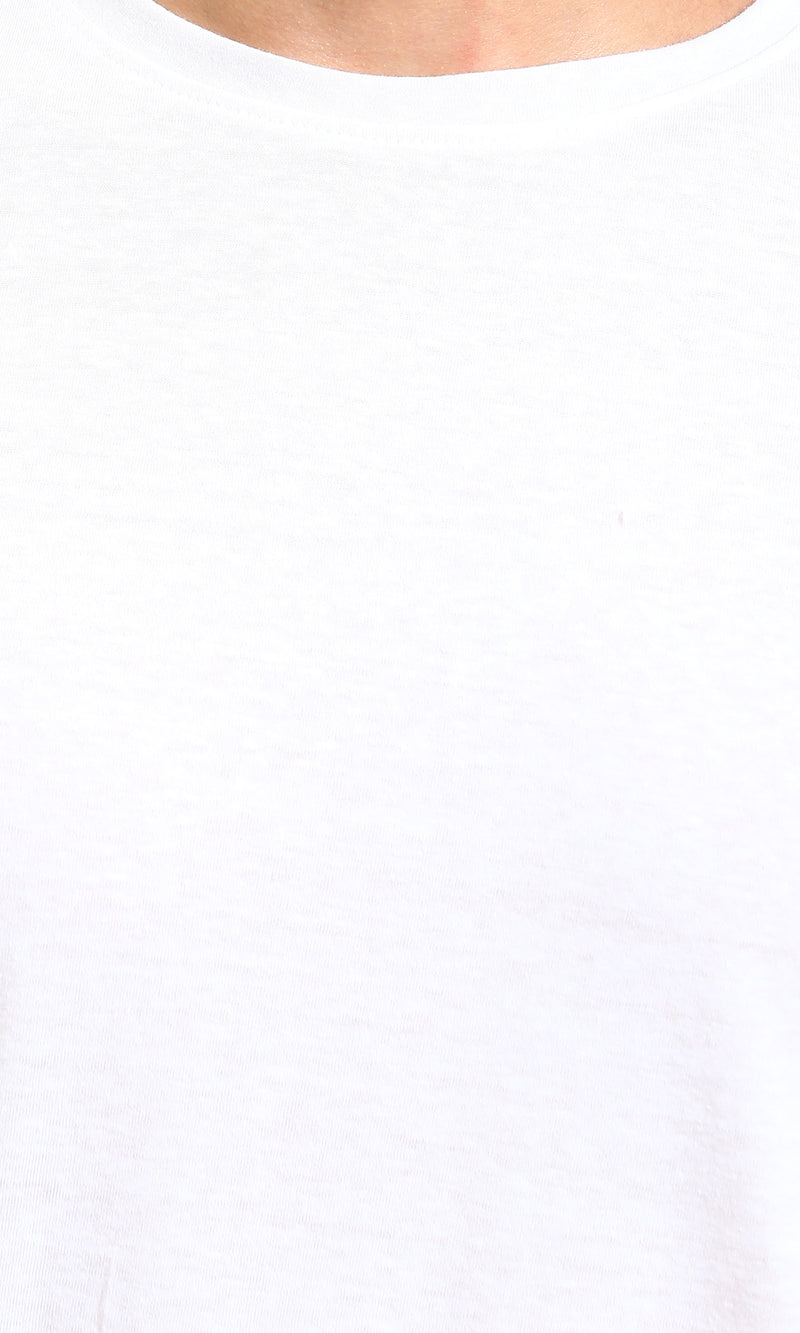 R215857 - Short Sleeves Textured Basic Tee - White