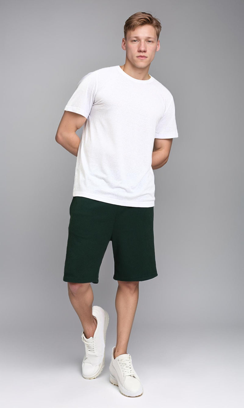 R215857 - Short Sleeves Textured Basic Tee - White