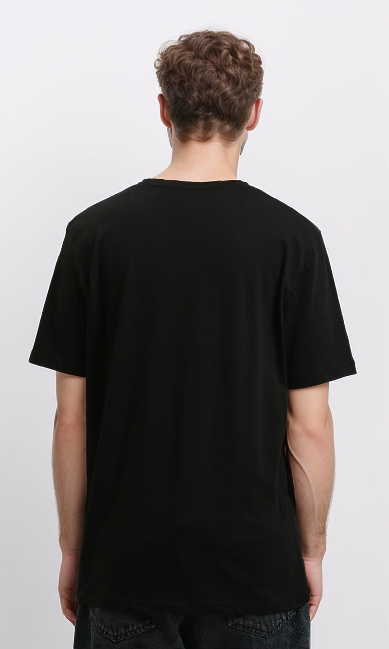 R215858 - Elbow-Sleeves Cotton Relaxed Basic Tee - Black
