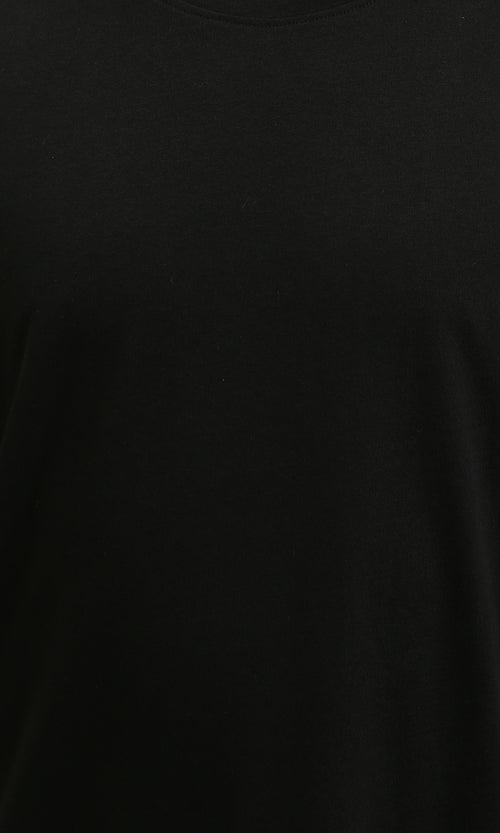 R215858 - Elbow-Sleeves Cotton Relaxed Basic Tee - Black