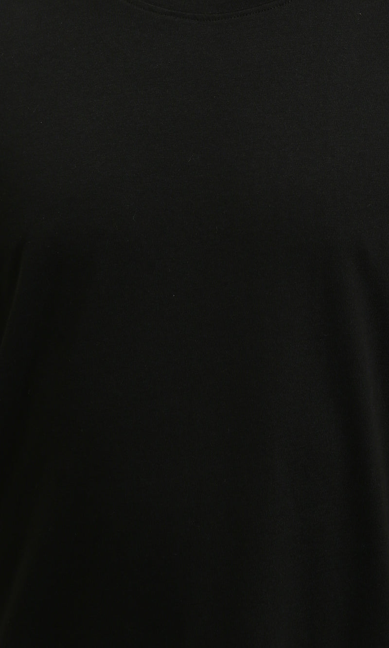 R215858 - Elbow-Sleeves Cotton Relaxed Basic Tee - Black