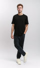 R215858 - Elbow-Sleeves Cotton Relaxed Basic Tee - Black