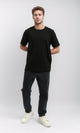 R215858 - Elbow-Sleeves Cotton Relaxed Basic Tee - Black
