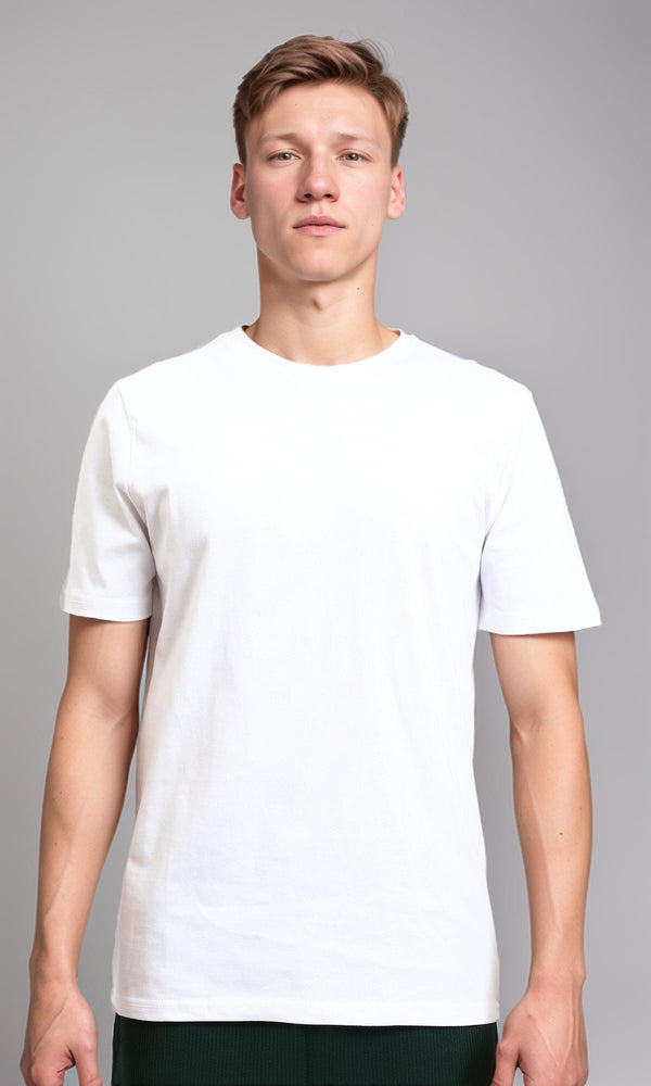 R215859 - Solid Crew Neck Short Sleeves Basic Tee - White