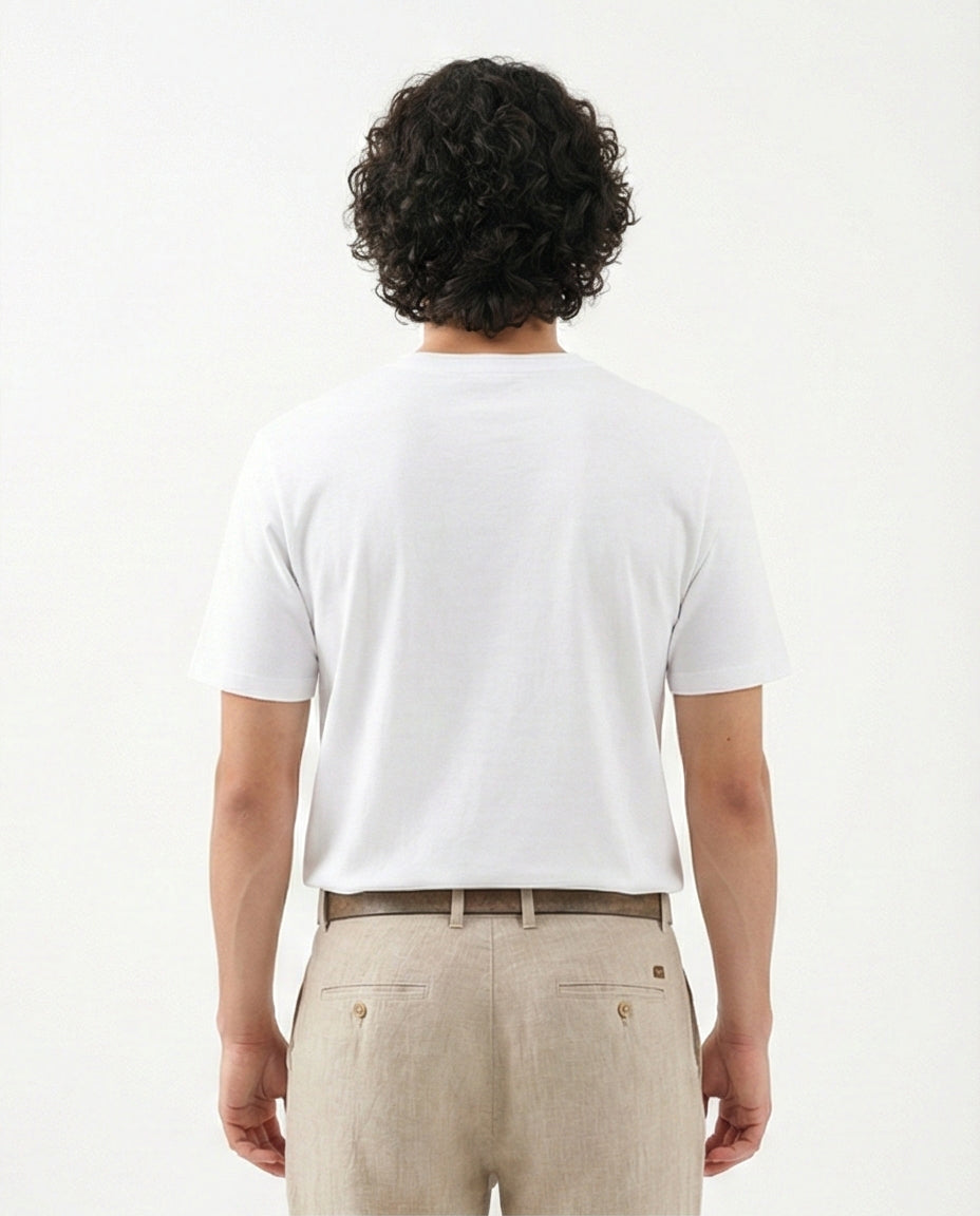 R215859 - Solid Crew Neck Short Sleeves Basic Tee - White