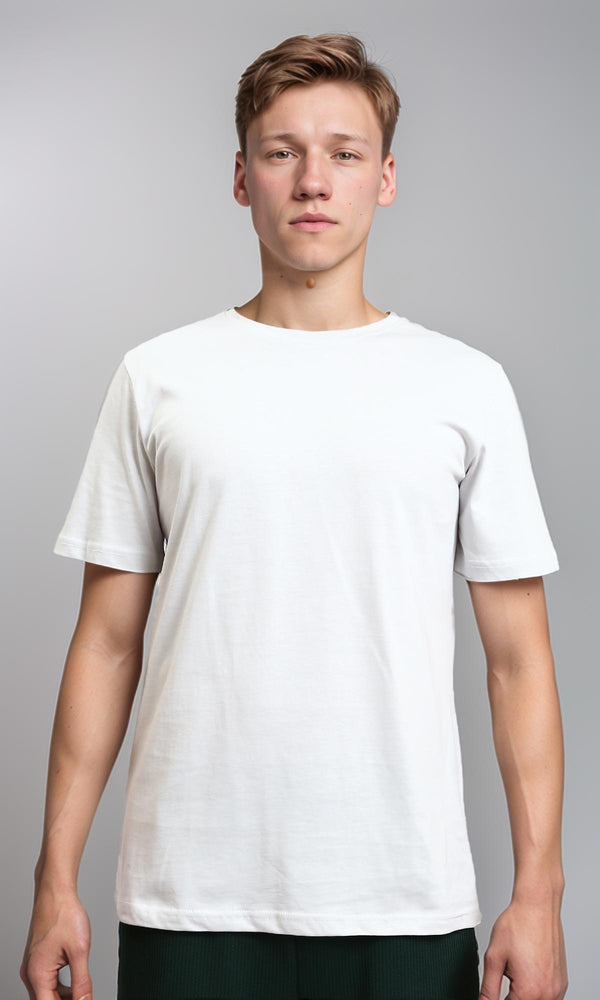 R215860 - Solid Crew Neck Short Sleeves Basic Tee - Light Grey