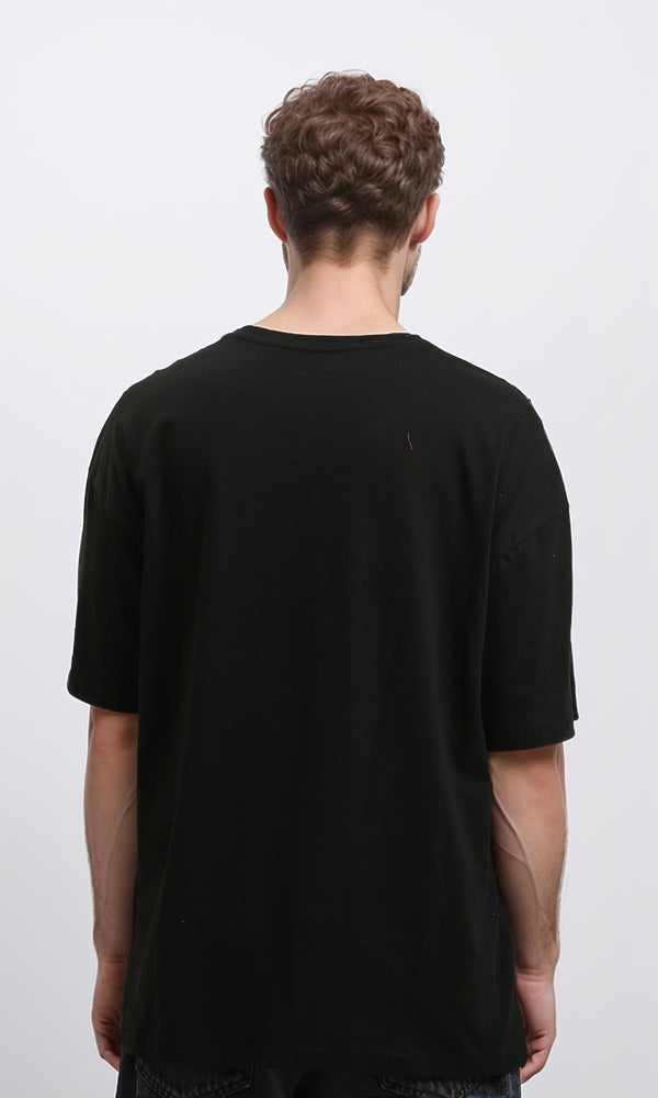 R215861 - Elbow-Sleeves Solid Relaxed Basic Tee - Black