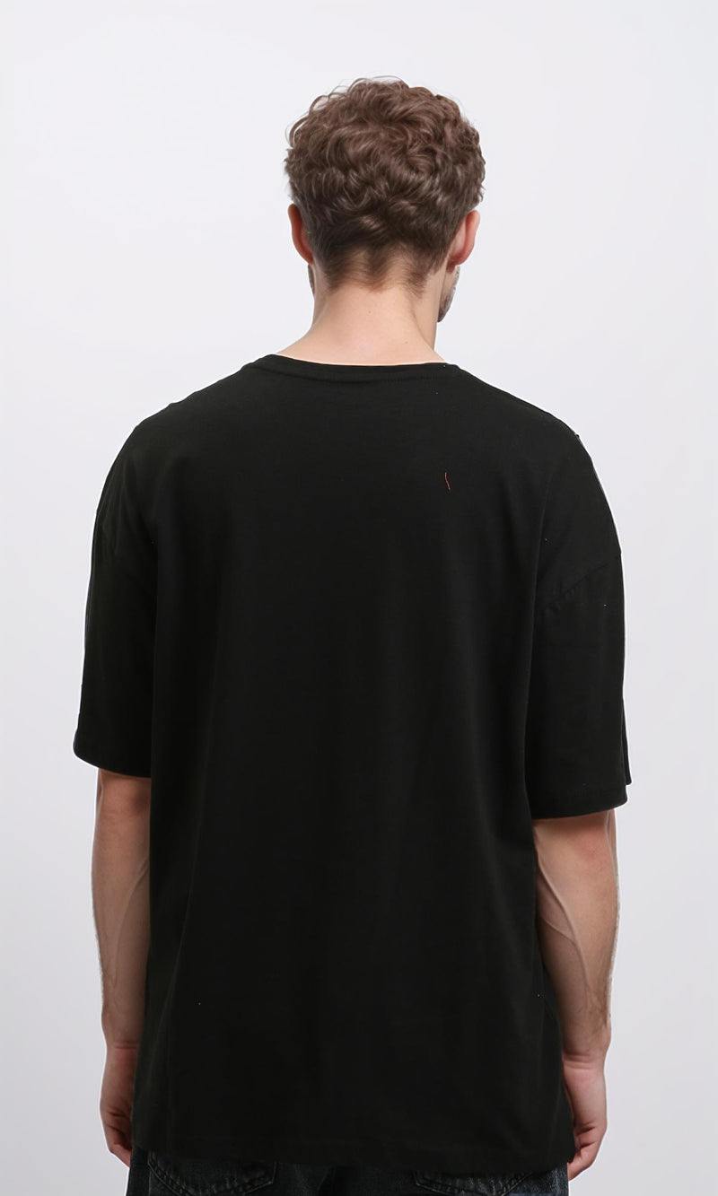 R215861 - Elbow-Sleeves Solid Relaxed Basic Tee - Black