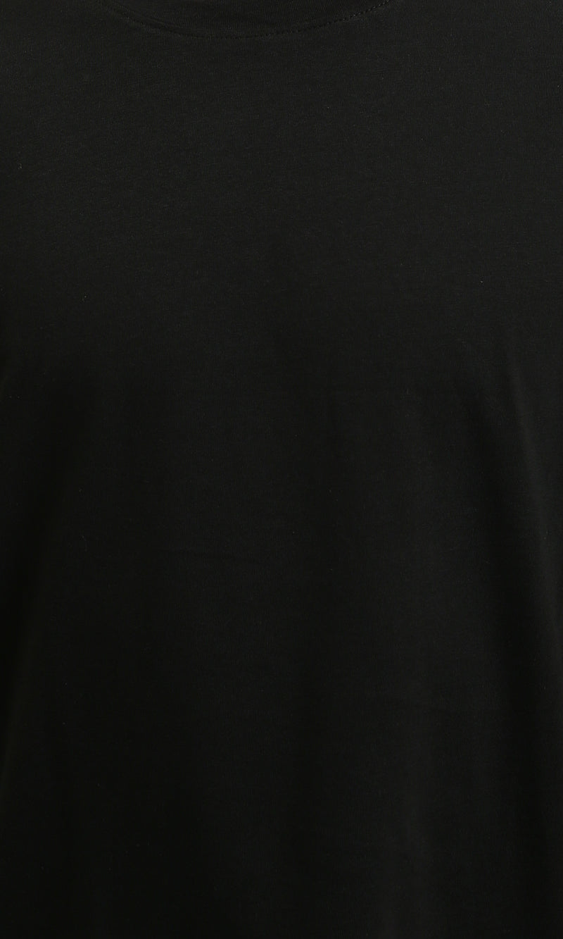 R215861 - Elbow-Sleeves Solid Relaxed Basic Tee - Black