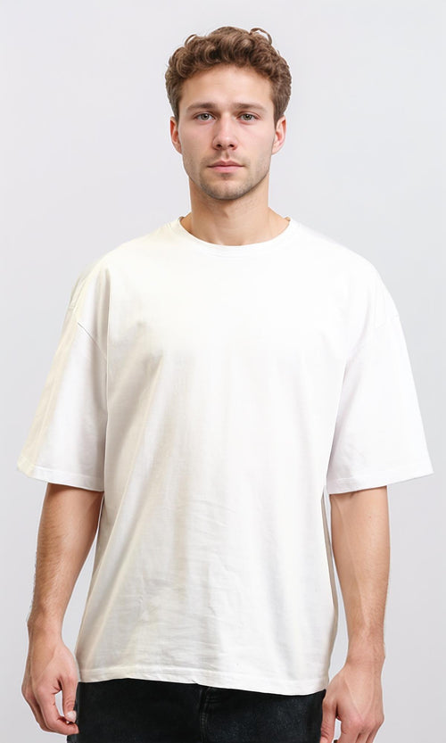 R215865 - Elbow-Sleeves Cotton Relaxed Basic Tee - White