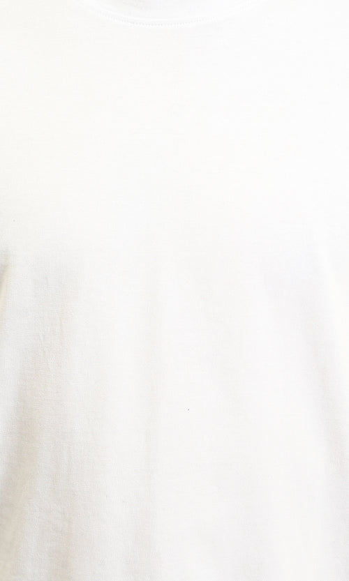 R215865 - Elbow-Sleeves Cotton Relaxed Basic Tee - White