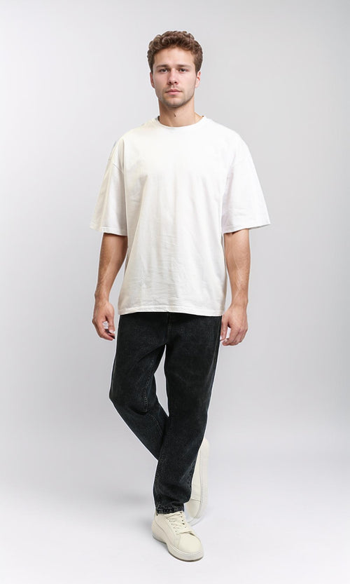 R215865 - Elbow-Sleeves Cotton Relaxed Basic Tee - White