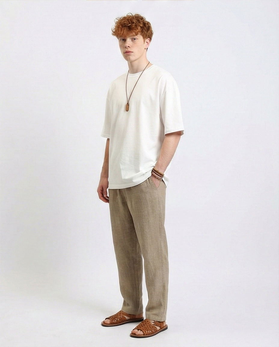 R215865 - Elbow-Sleeves Cotton Relaxed Basic Tee - White
