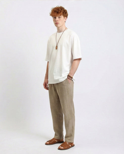 R215865 - Elbow-Sleeves Cotton Relaxed Basic Tee - White