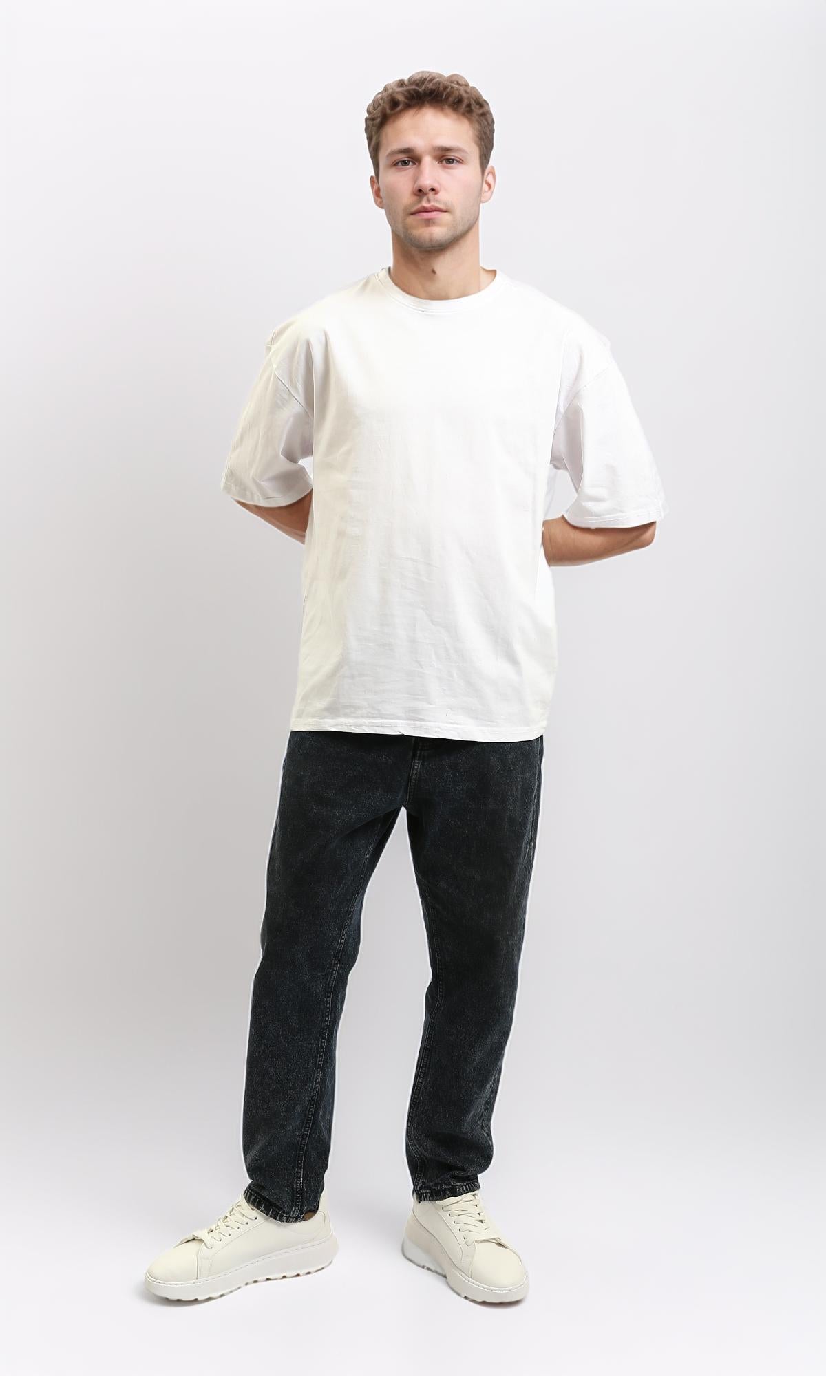 R215865 - Elbow-Sleeves Cotton Relaxed Basic Tee - White