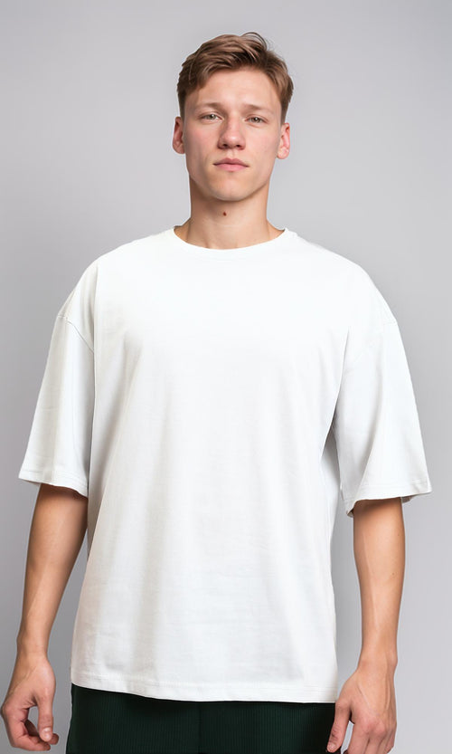 R215866 - Crew Neck Solid Elbow Sleeves Tee - Light Grey