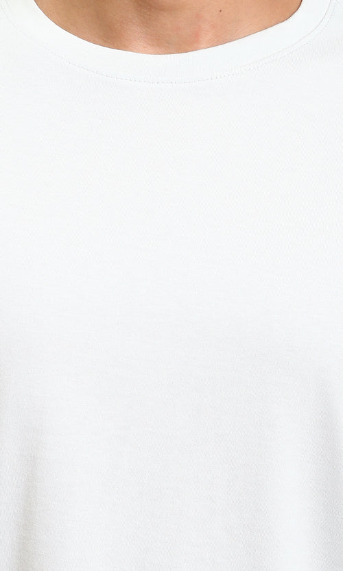 R215866 - Crew Neck Solid Elbow Sleeves Tee - Light Grey