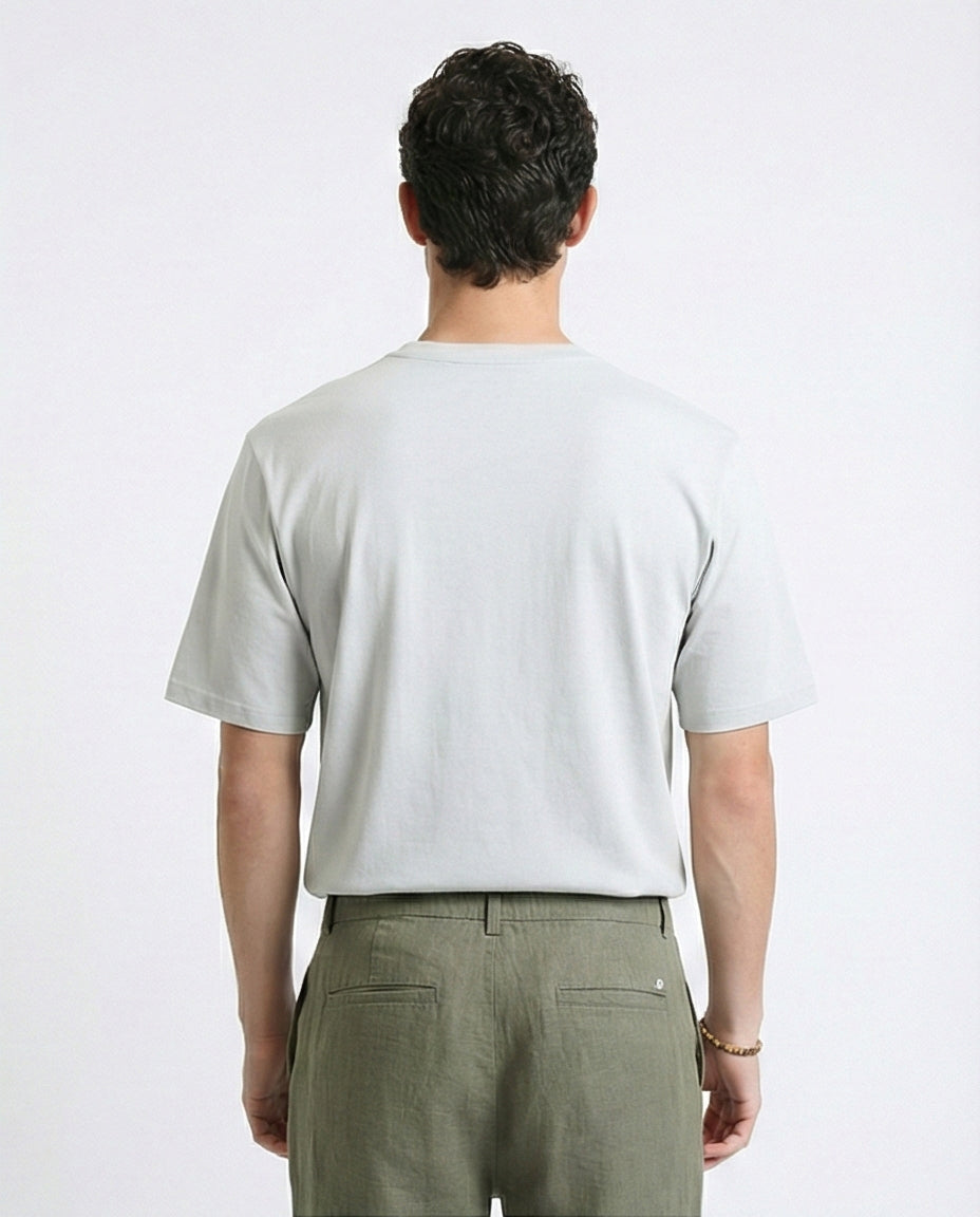 R215869 - Solid Basic Tee with Front Pocket - Light Grey