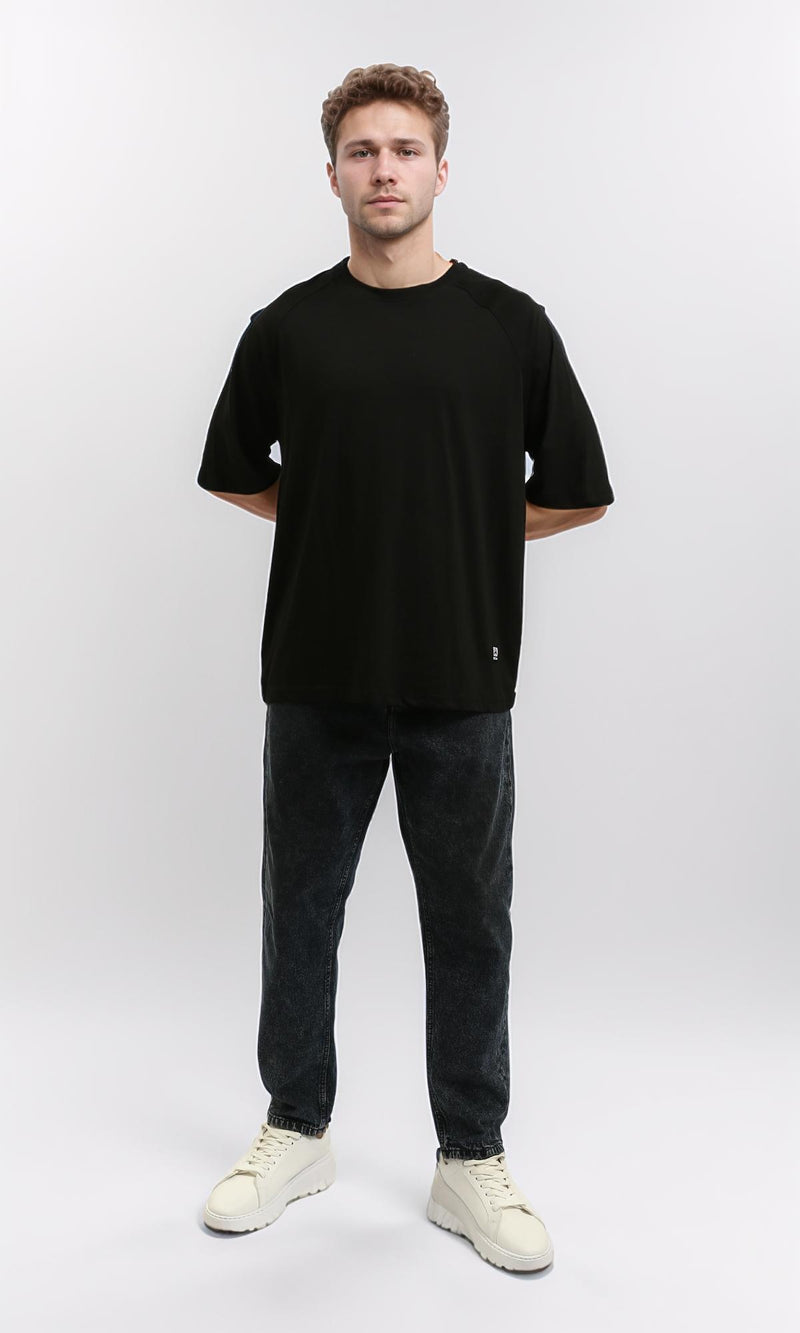 R215870 - Crew Neck Relaxed Fit Cotton Tee - Black