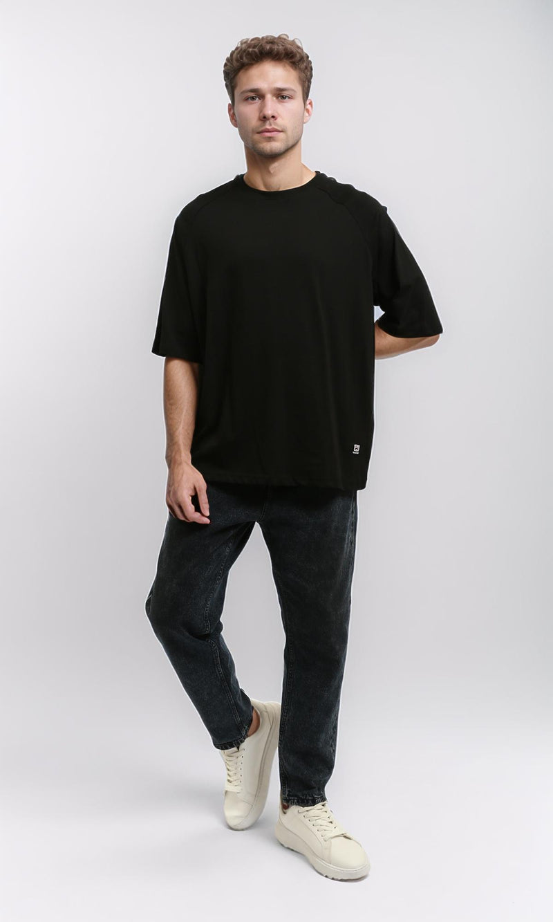 R215870 - Crew Neck Relaxed Fit Cotton Tee - Black