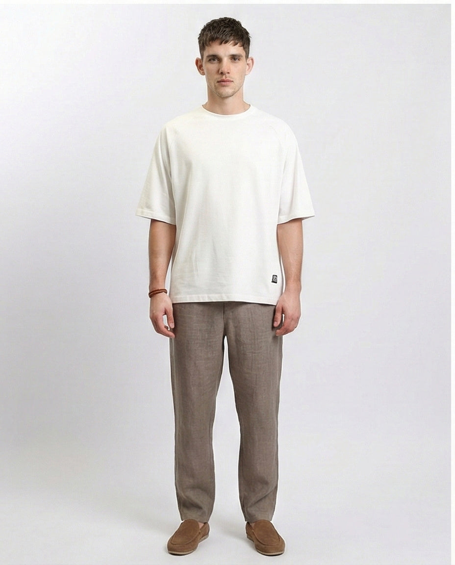 R215871 - Crew Neck Relaxed Fit Cotton Tee - White