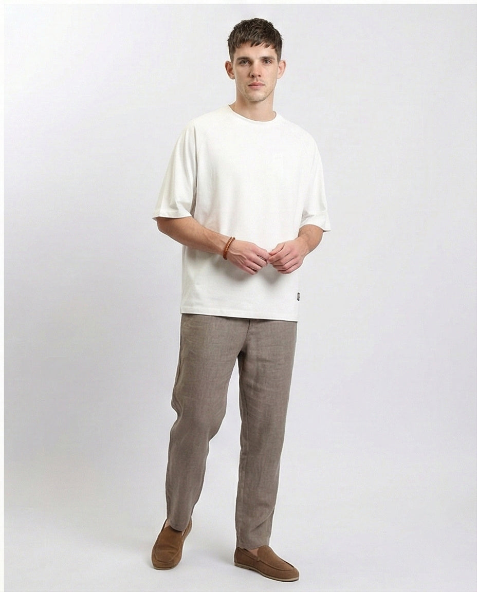 R215871 - Crew Neck Relaxed Fit Cotton Tee - White
