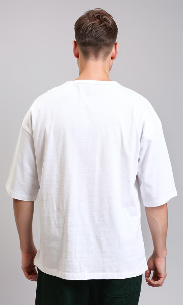 R215873 - Solid Elbow Sleeves Cotton Tee - White