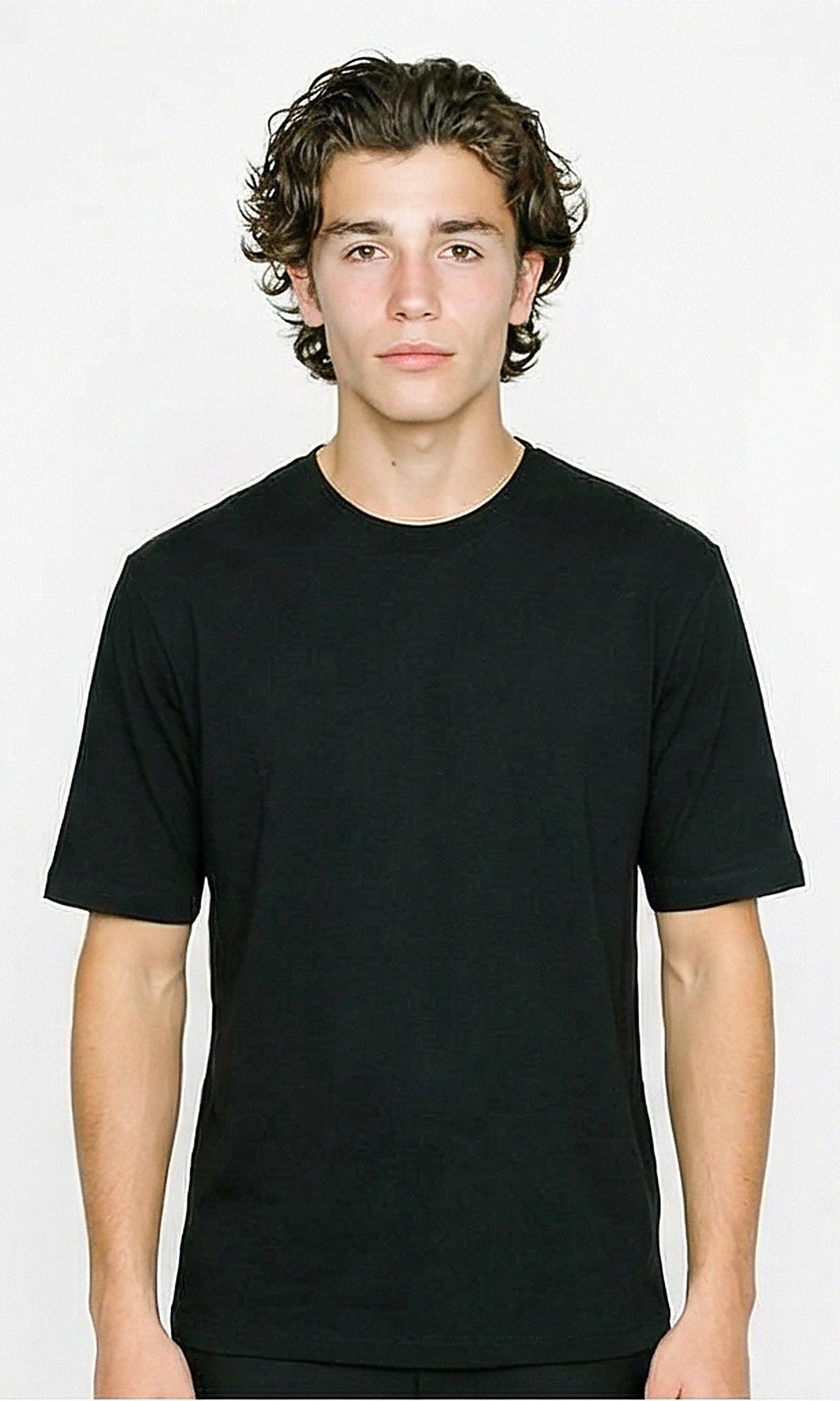 Elbow Sleeves Solid Regular Fit Tee - Black