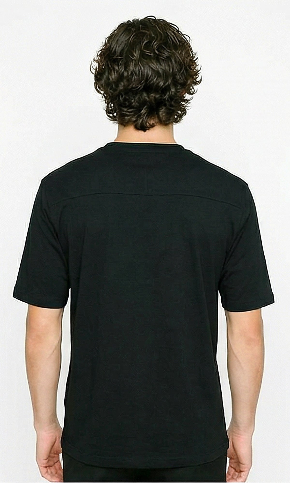 R215875 - Elbow Sleeves Solid Regular Fit Tee - Black