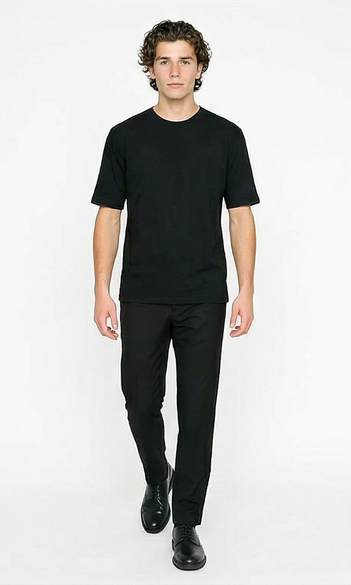 R215875 - Elbow Sleeves Solid Regular Fit Tee - Black