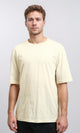 R215876 - Comfy Elbow-Sleeves Cotton Tee - Light Beige