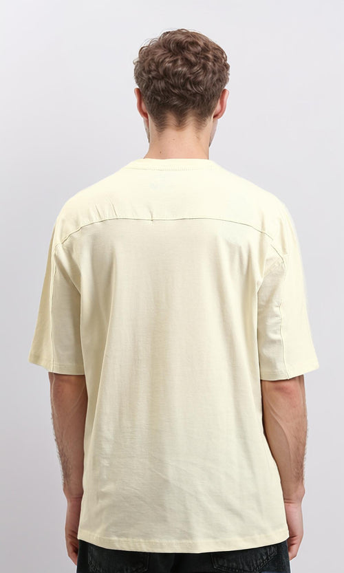 R215876 - Comfy Elbow-Sleeves Cotton Tee - Light Beige