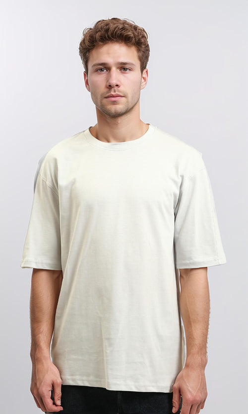 R215877 - Comfy Elbow-Sleeves Cotton Tee - Light Grey