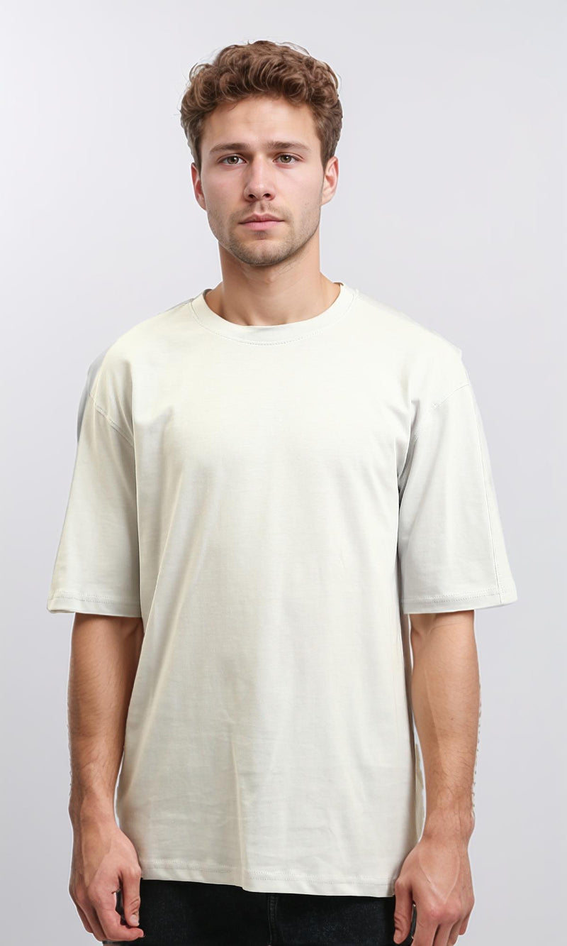 R215877 - Comfy Elbow-Sleeves Cotton Tee - Light Grey