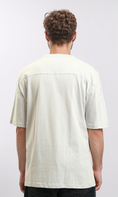 R215877 - Comfy Elbow-Sleeves Cotton Tee - Light Grey