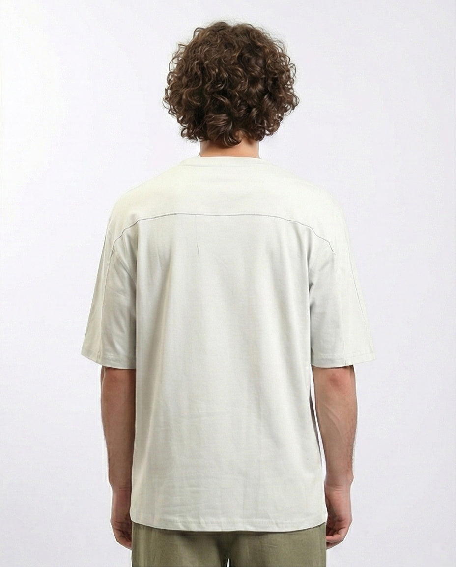 R215877 - Comfy Elbow-Sleeves Cotton Tee - Light Grey