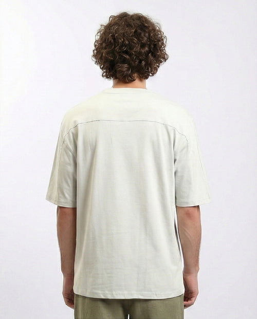 R215877 - Comfy Elbow-Sleeves Cotton Tee - Light Grey