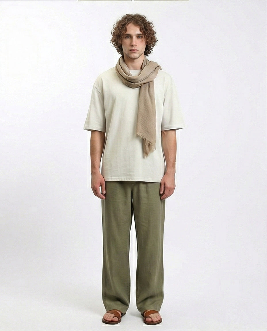 R215877 - Comfy Elbow-Sleeves Cotton Tee - Light Grey