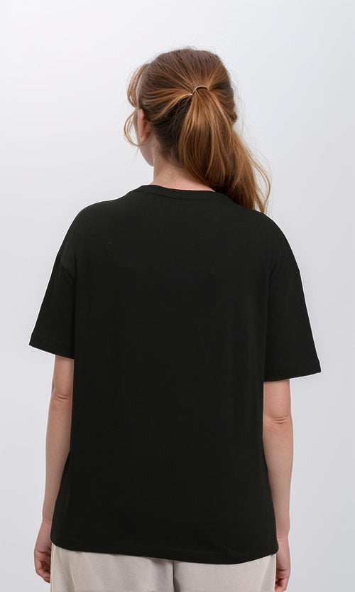 R215878 - Crew Neck Relaxed Fit Solid Tee - Black