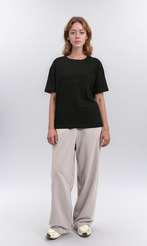 R215878 - Crew Neck Relaxed Fit Solid Tee - Black