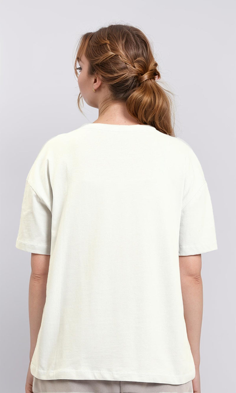 R215880 - Solid Relaxed Fit Cotton Tee - Light Grey