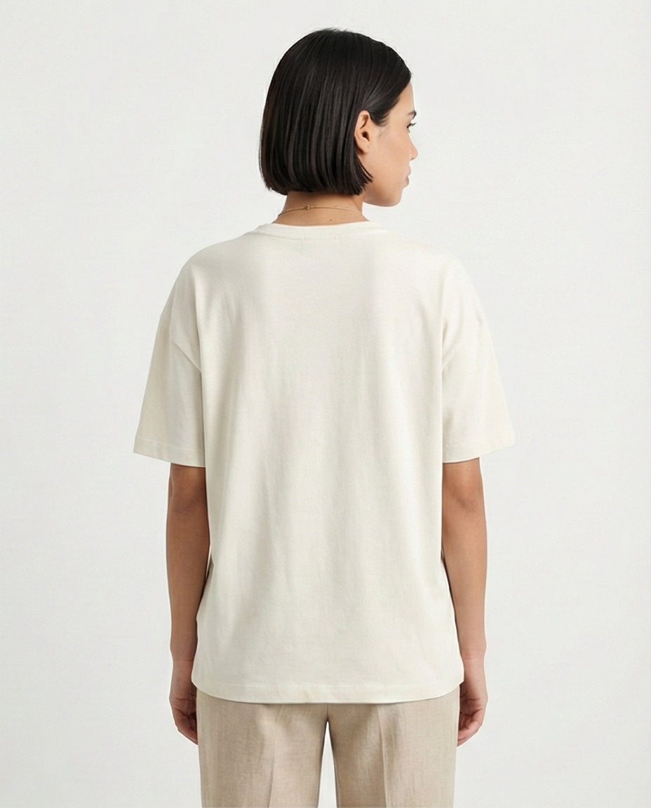 R215880 - Solid Relaxed Fit Cotton Tee - Light Grey