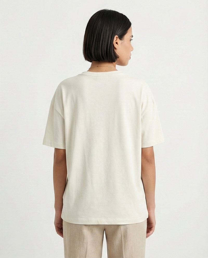 R215880 - Solid Relaxed Fit Cotton Tee - Light Grey