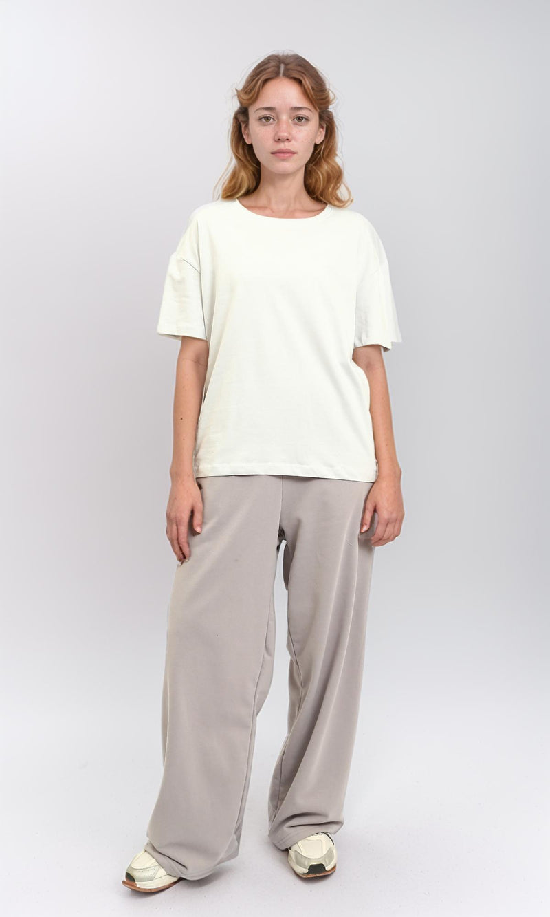 R215880 - Solid Relaxed Fit Cotton Tee - Light Grey